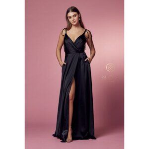 Sleeveless Wrap Skirt With Slit Black Multisizes NX R1029